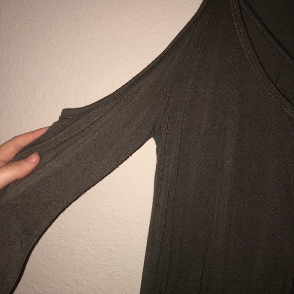 Olive Green Cold Shoulder Tank-Top - Picture 2 of 5